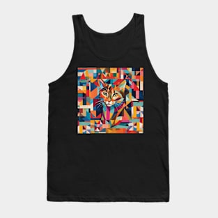 Abstract colorful Cute Cat Tank Top